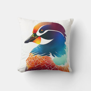 Mandarin Duck Wild Nature Animal Colors Painting Cushion
