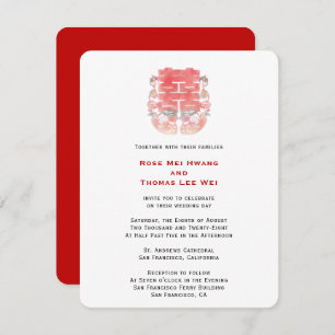 Mandarin Ducks & Double Happiness Chinese Wedding Invitation