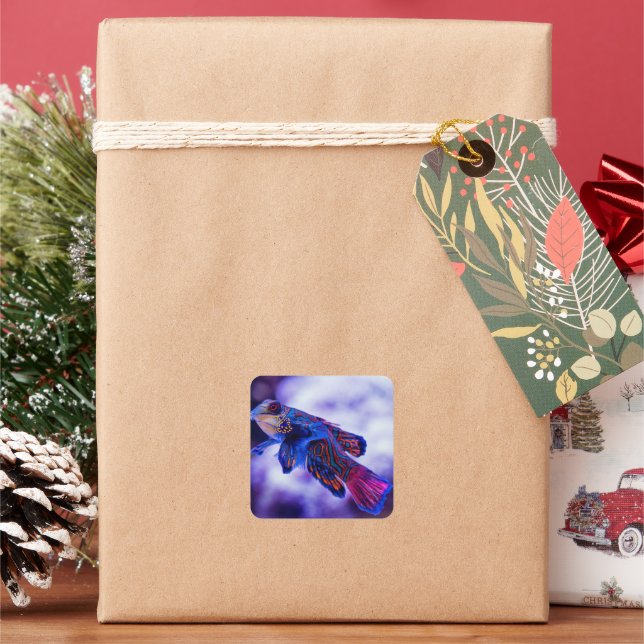 Mandarin Goby Fish Square Sticker (Holiday)