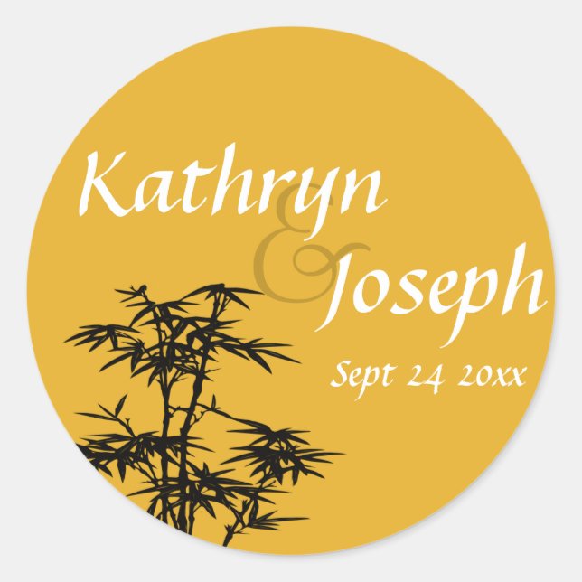 Mandarin orange bamboo custom wedding favour label (Front)