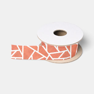 Mandarin orange mosaic pattern satin ribbon