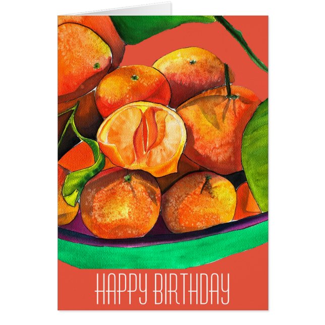 Mandarin orange watercolor fruit art (Front)