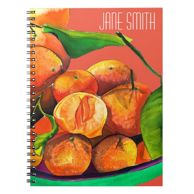 Mandarin orange watercolor fruit art notebook (Front)