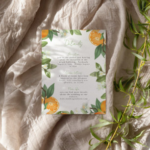 Mandarin Orange Watercolor Wedding Info Enclosure Card