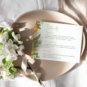 Mandarin Orange Watercolor Wedding Info Enclosure Card