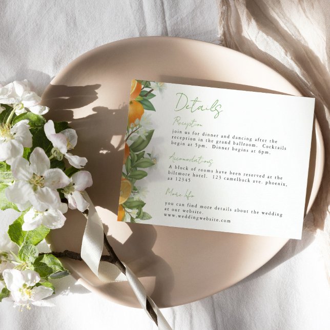 Mandarin Orange Watercolor Wedding Info Enclosure Card (Creator Uploaded)