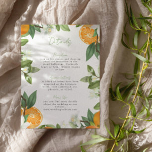 Mandarin Orange Watercolor Wedding Info Invitation