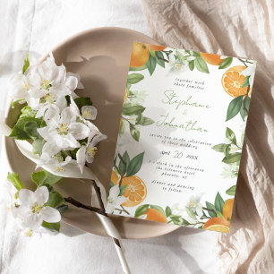 Mandarin Orange Watercolor Wedding Invitation