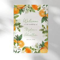 Mandarin Orange Watercolor Wedding Welcome Poster