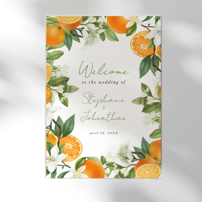 Mandarin Orange Watercolor Wedding Welcome Poster (Mandarin Orange Watercolor Wedding Welcome Poster)