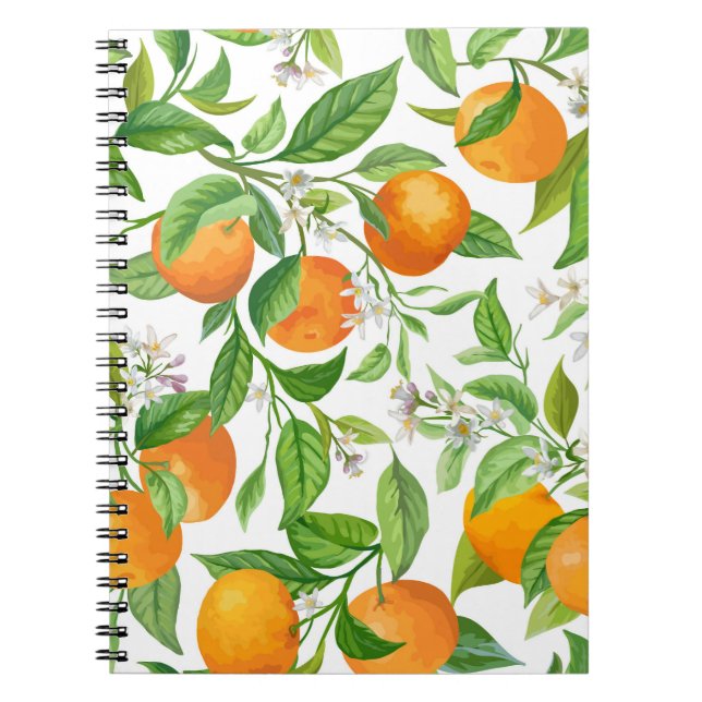 Mandarin: Tropical Colourful Pattern Notebook (Front)