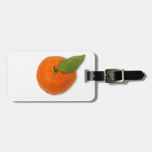 Mandarin with green leaf luggage tag