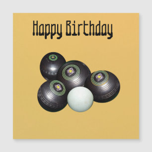 Mandarin Yellow Lawn Bowls Birthday, Magnetic Card