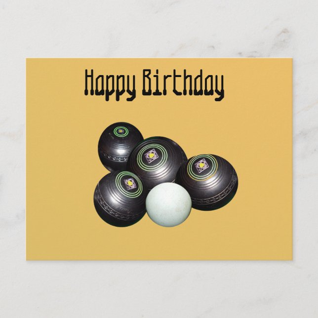 Mandarin Yellow Lawn Bowls Birthday, Postcard (Front)
