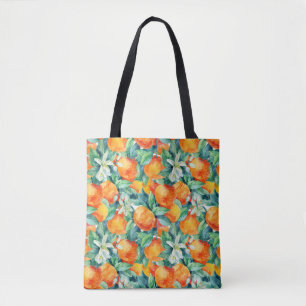 Mandarine Orange: Watercolor Retro Illustration Tote Bag