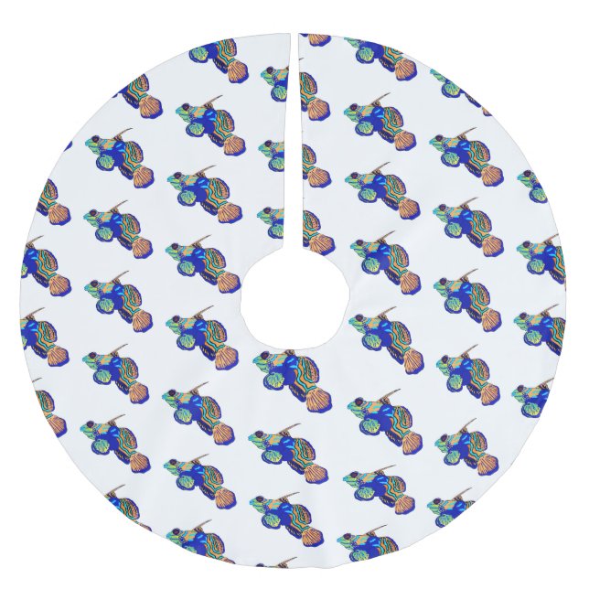 Mandarinfish cartoon illustration  brushed polyester tree skirt (Front)
