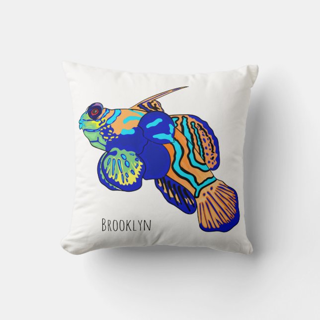 Mandarinfish cartoon illustration  cushion (Front)