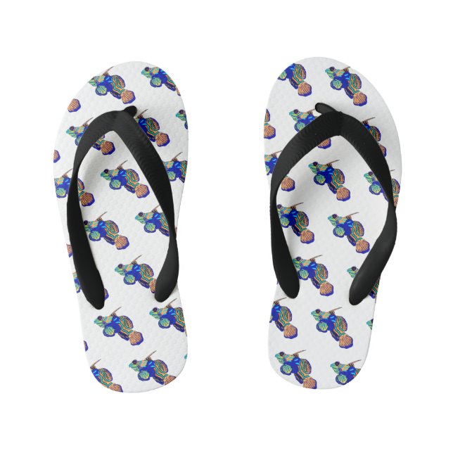 Mandarinfish cartoon illustration kid's jandals (Footbed)