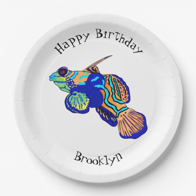 Mandarinfish cartoon illustration paper plate (Front)