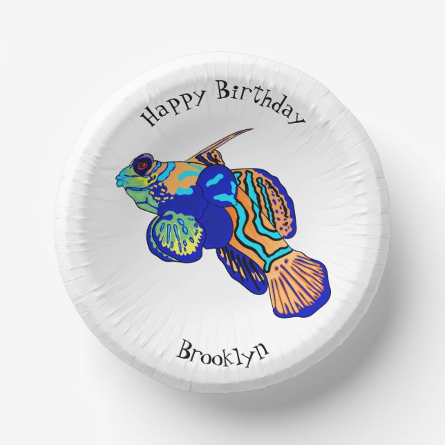 Mandarinfish cartoon illustration paper plate (Front)