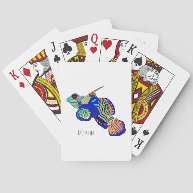 Mandarinfish cartoon illustration  playing cards (Back)