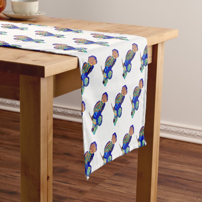 Mandarinfish cartoon illustration   short table runner (In Situ)