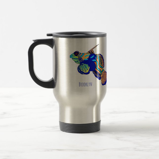 Mandarinfish cartoon illustration  travel mug (Left)