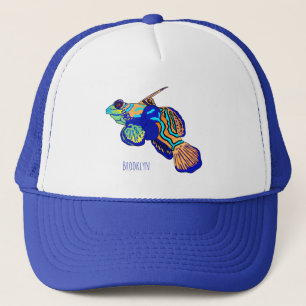 Mandarinfish cartoon illustration trucker hat