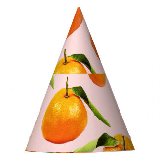 Mandarins Leaf Pink Seamless Pattern Party Hat