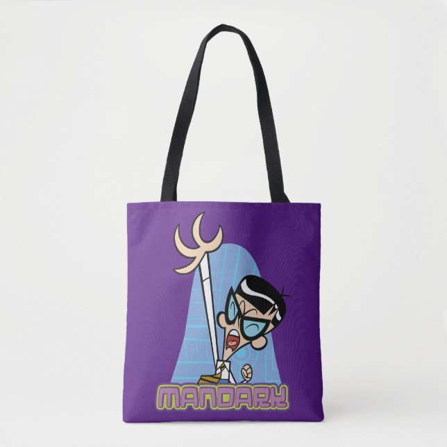 Mandark Character Name Graphic Tote Bag (Front)
