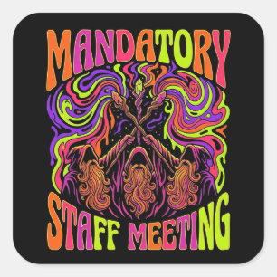 Mandatory Staff Meeting Psychedelic Wizard Sticker