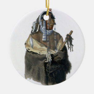 Mandeh-Pahchu, a Young Mandan Indian, plate 24 fro Ceramic Tree Decoration