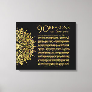 mandela 90 reasons we love you grandma birthday canvas print
