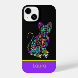 Mandela Cat on Black iPhone 14 Case