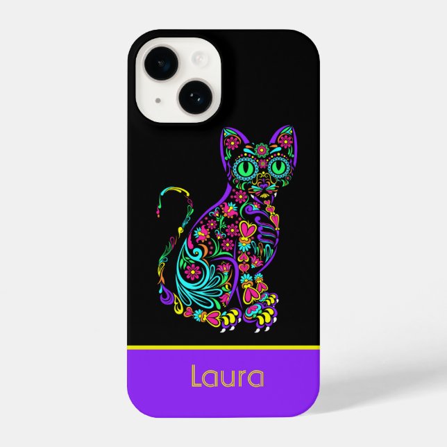 Mandela Cat on Black iPhone 14 Case (Back)