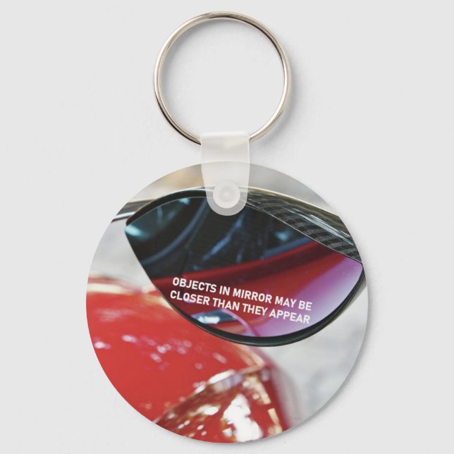 Mandela Effect objects in mirror may be closer Key Ring (Front)