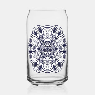 Mandela flowers line art can glass