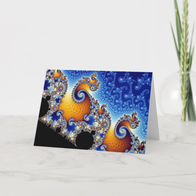 Mandelbrot Blue Double Spiral Fractal Card (Front)