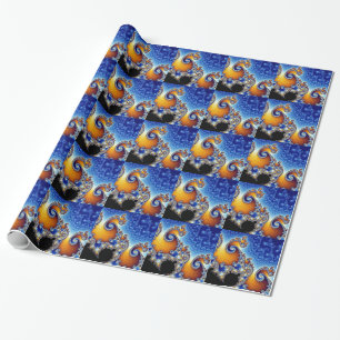 Mandelbrot Blue Double Spiral Fractal Wrapping Paper
