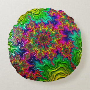 Mandelbrot Colour Explosion Round Cushion