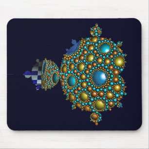  Mandelbrot Fractal Apollonian Sphere Blue Gold Mouse Pad