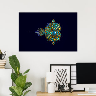 Mandelbrot Fractal Apollonian Sphere Blue Gold Poster