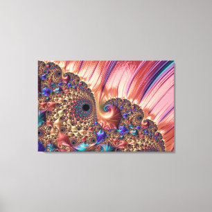 Mandelbrot Set Fractal Digital Art Pink & Gold Canvas Print