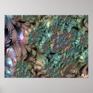 Mandelbrot Set Fractal Digital Art Teal Green Poster
