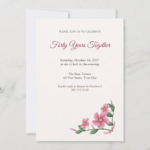 Mandevilla Vine Ruby Anniversary Party Invitation