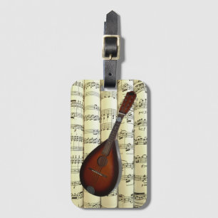 Mandolin 01 On Rolled Sheet Music ~  Luggage Tag