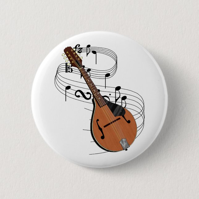 Mandolin 6 Cm Round Badge (Front)