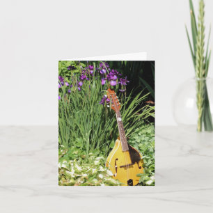 Mandolin And Irises Flower Garden Note Card