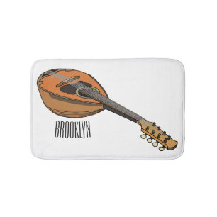 Mandolin cartoon illustration bath mat