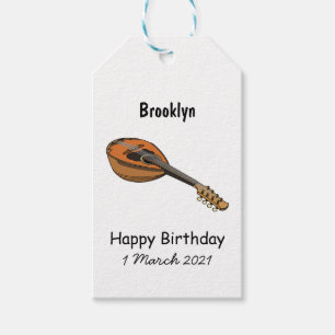 Mandolin cartoon illustration gift tags